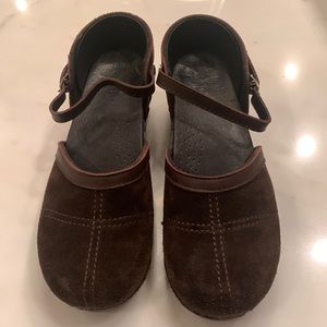 Brown suede Dansko clogs